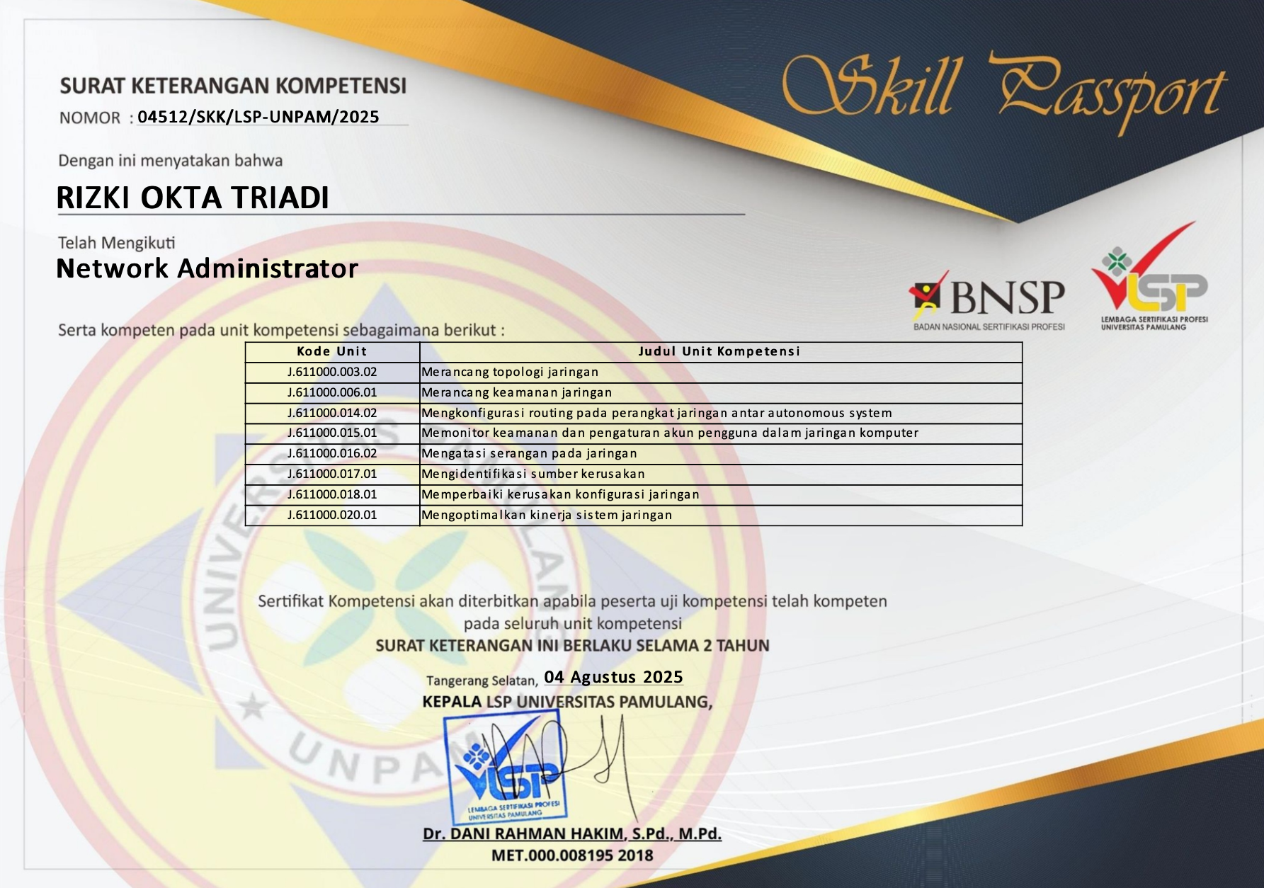 Network Administrator - Skill Passport
