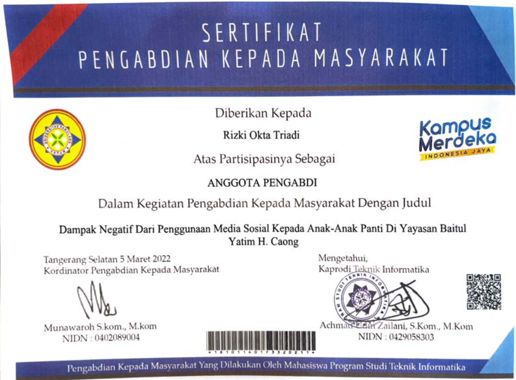 Pengabdian Kepada Masyarakat (PKM)