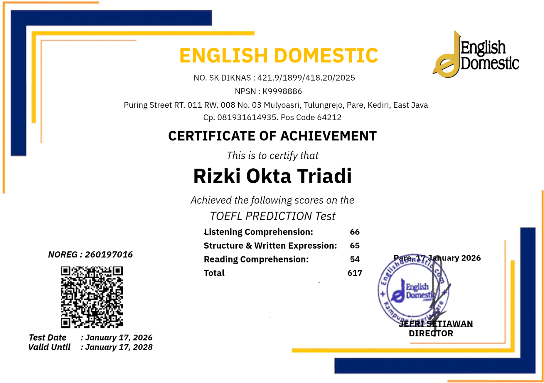 TOEFL Prediction Test